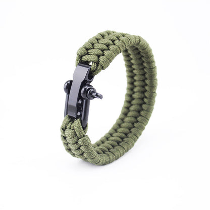 Seven-core umbrella rope braided U-shaped steel buckle bracelet Jewelry dealsniper-net Army green