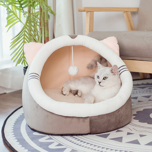 Winter pet cat house with velvet Pets DealSniper.net