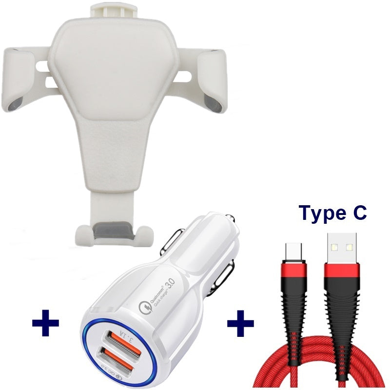 Leather grain gravity mobile phone car holder Phones DealSniper.net Charging base cable