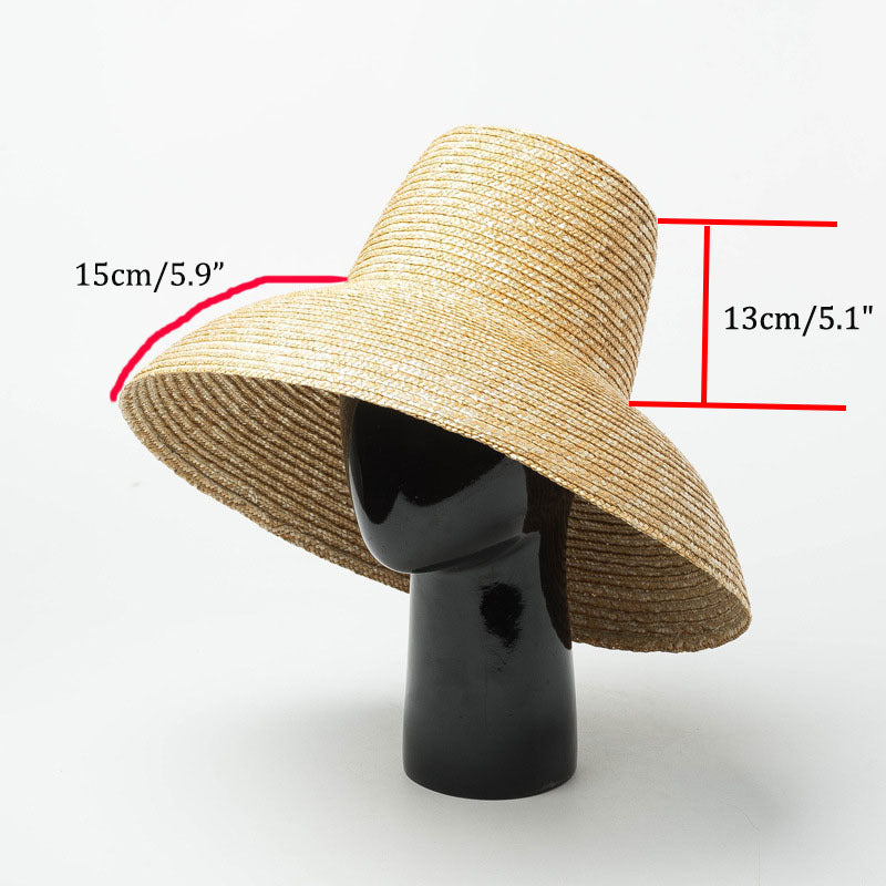 Vintage High Top Big Brim Straw Hat Women dealsniper-net