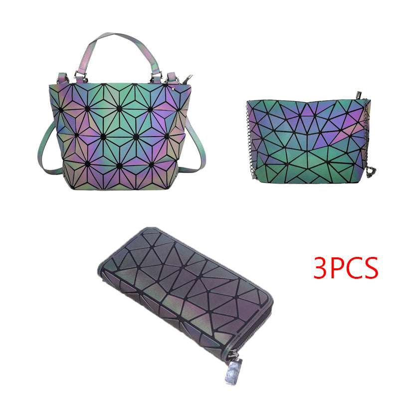 Luminous Makeup Bag Lattice Design Geometric Bag Women dealsniper-net K