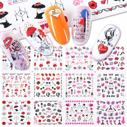 Love Lip Print Letter Nail Sticker Beauty dealsniper-net BN1069 1080