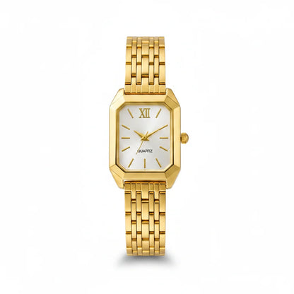 Fashion Simple Square Steel Strap Women's Watch Jewelry DealSniper.net Golden White 1