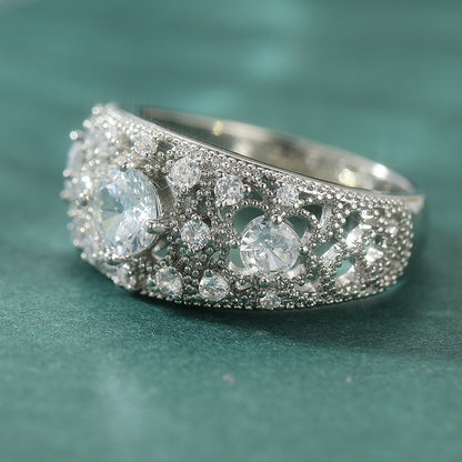 Silver Tone White Ring For Women, Trendy Wedding Fashion Ring Jewelry Gym From House