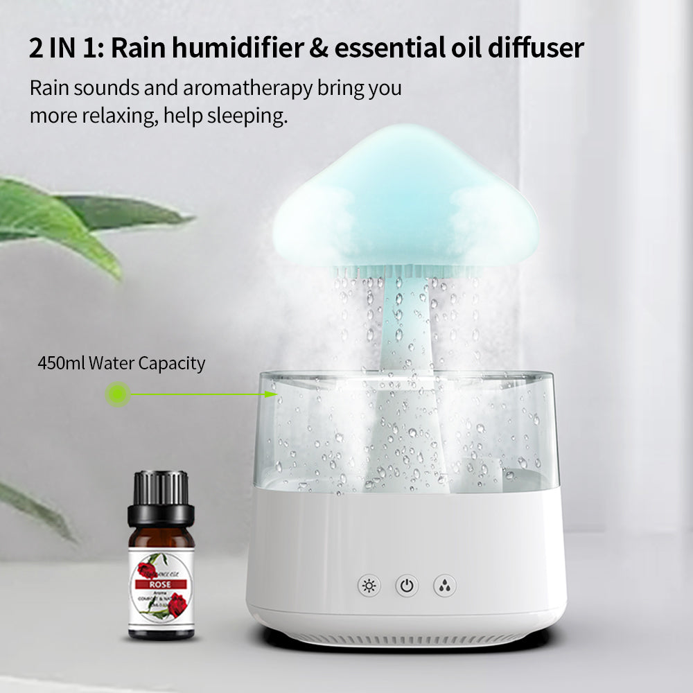 2-in-1 Desk Humidifier Rain Cloud Aromatherapy Essential Oil House dealsniper-net