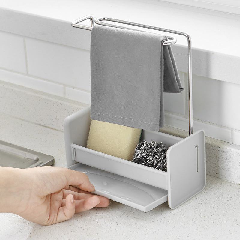 Kitchen Stainless Steel Rag Rack Sponge Rag Ventilating And Draining Rack Kitchen DealSniper.net 22.2x8x18cm