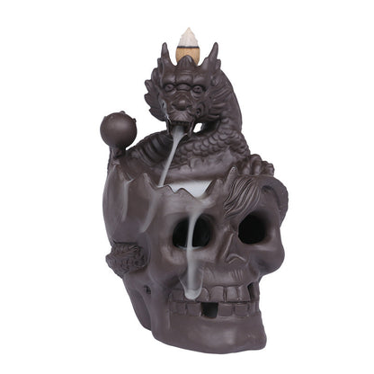 Skull Head Halloween Home Decoration Backflow Incense Burner Home Decor dealsniper-net Skull Head Dragon LED Light