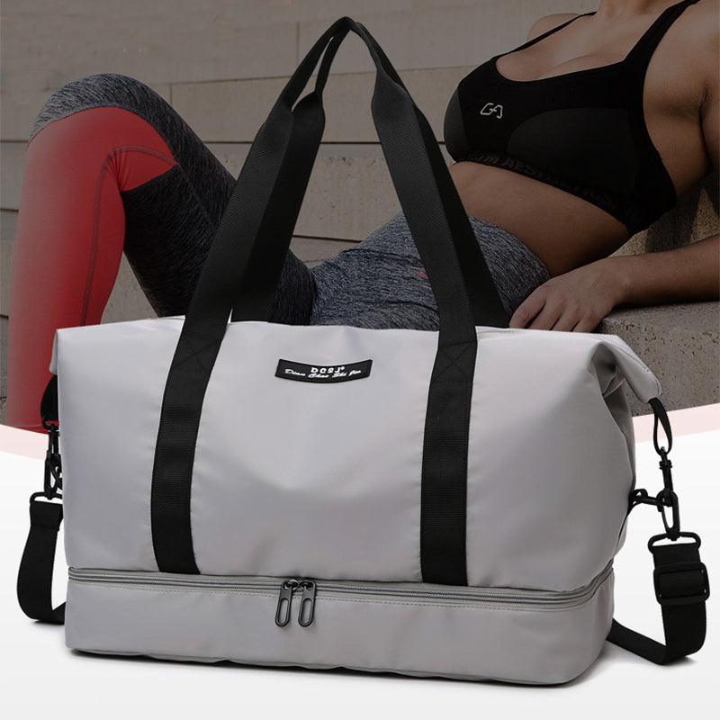 Large Capacity Travel Duffle Bag With Shoes Compartment Portable Sports Gym Fitness Waterfproof Shoulder Bag Weekender Overnight Handbag Women Travel dealsniper-net