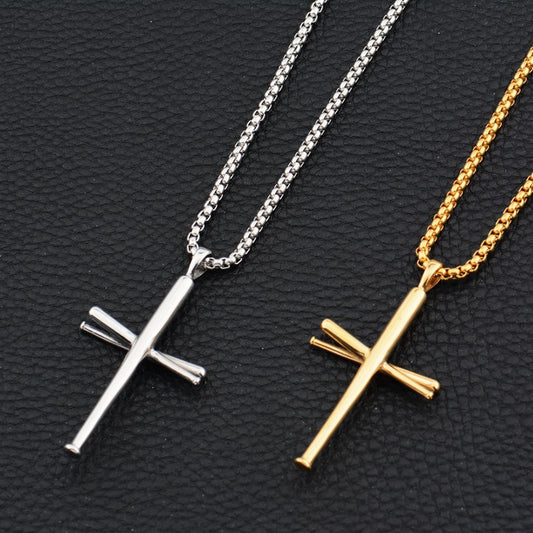 Baseball bat cross hip hop necklace Jewelry dealsniper-net