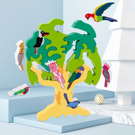 Wooden Bird Tree Three-dimensional Jigsaw Puzzle House Gym From House