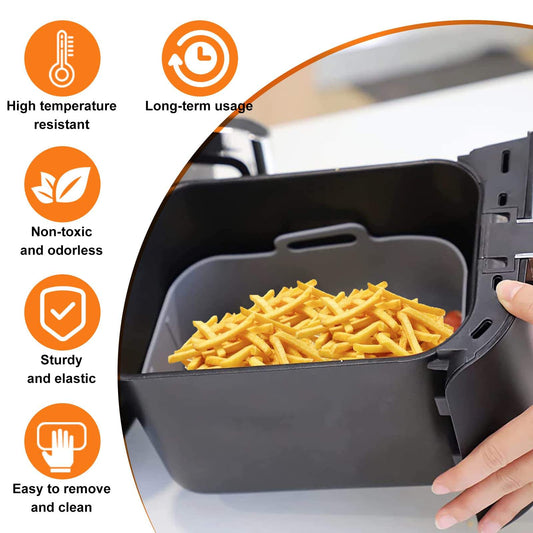 Air Fryer Silicone Pot With Handle Reusable Liner Heat Resistant Basket