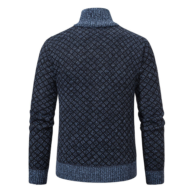 Thickened Plaid Print Jacket Cardigan Fashion Slim Fit Zipper Men Gym From House