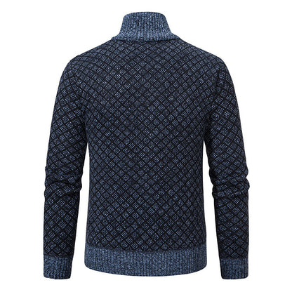 Thickened Plaid Print Jacket Cardigan Fashion Slim Fit Zipper Men Gym From House