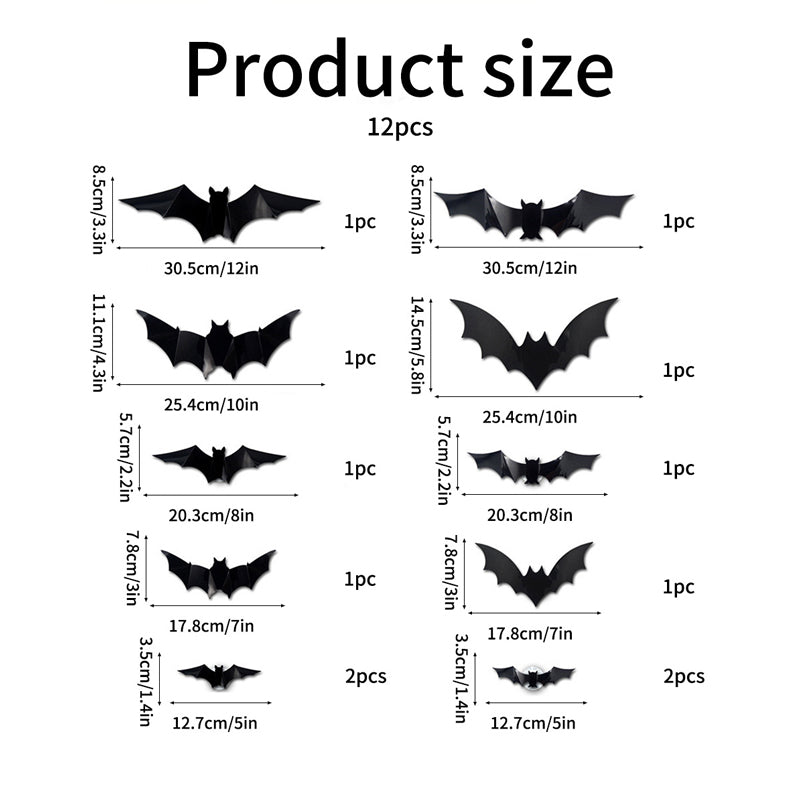 12-36pcs Bats Wall Decor Halloween Decorations With LED Lights Holidays DealSniper.net 12pcs
