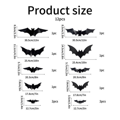 12-36pcs Bats Wall Decor Halloween Decorations With LED Lights Holidays DealSniper.net 12pcs