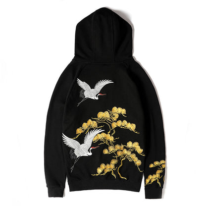 Fairy embroidered men's hooded sweatshirt