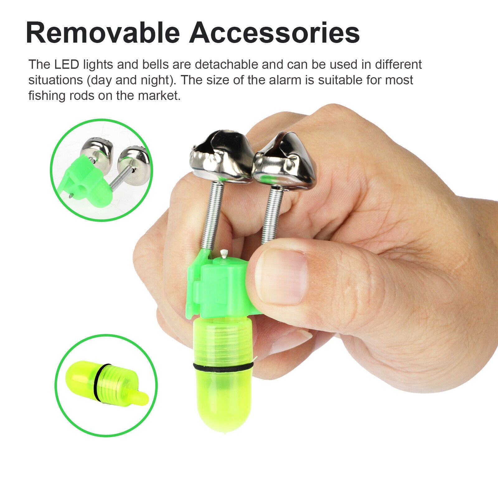 10PCS Fish Rod Bell Plastic Fishing Bells Clip Fishing Rod Alarm Dual Alert Bell Outdoor DealSniper.net