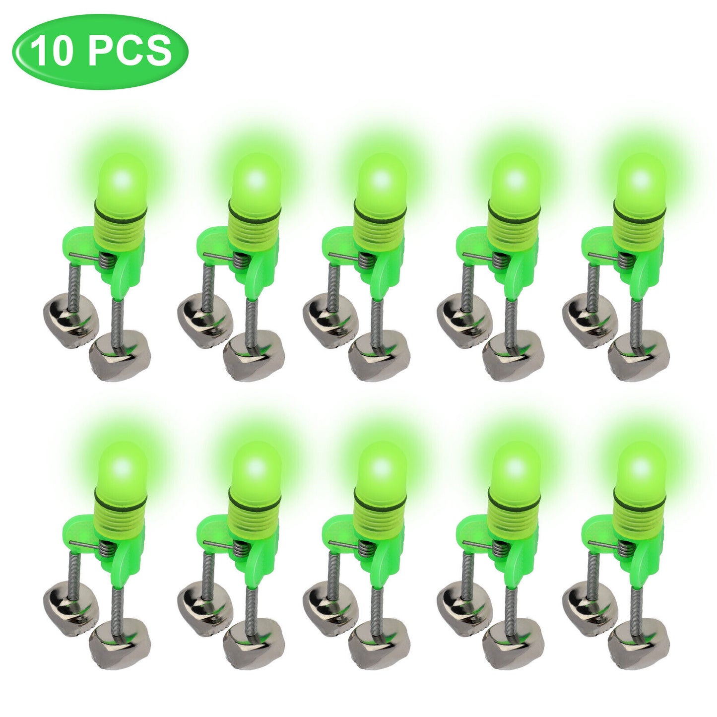 10x LED Night Fishing Bait Bite Alarm Twin 2 Bells Light Rod Tip Clip Alert Ring Outdoor DealSniper.net
