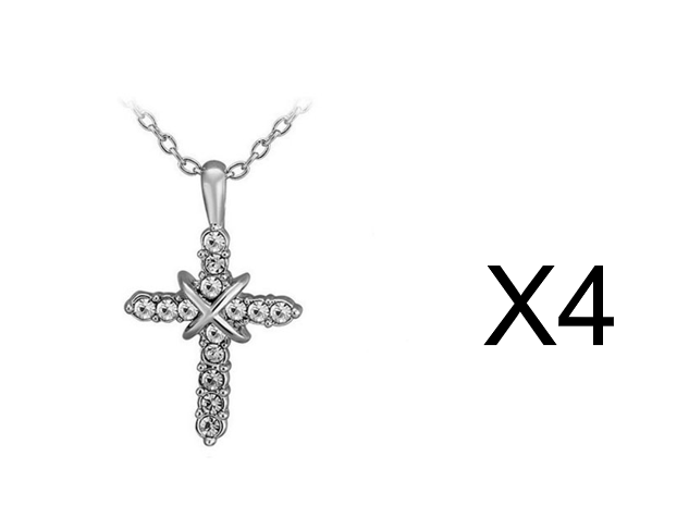 Studded Jesus Cross Necklace Clavicle Chain Jewelry dealsniper-net 4XPlatinum