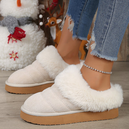 Winter Plush Slippers Home Thick-soled Warm Cotton Slippers Women Outdoor Garden Shoes Women DealSniper.net