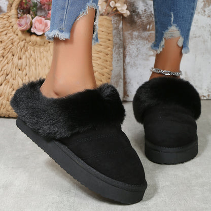 Winter Plush Slippers Home Thick-soled Warm Cotton Slippers Women Outdoor Garden Shoes Women DealSniper.net