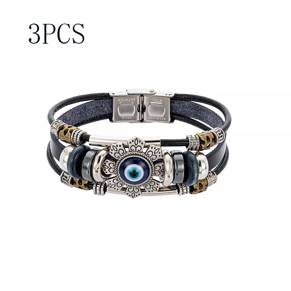 Turkish blue eye alloy accessory bracelet Jewelry dealsniper-net 3PCS Black 3PCS