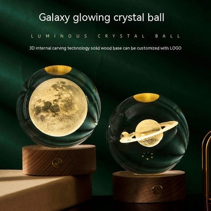 Luminous Galaxy Crystal Ball Decoration 3D Laser Inner Carving Home Decor dealsniper-net