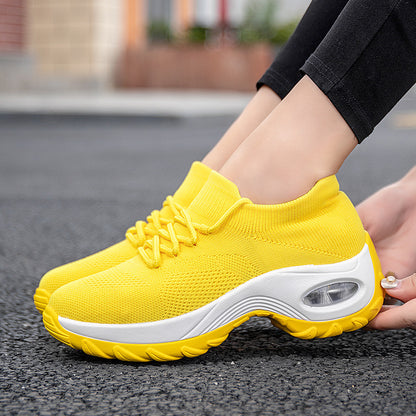 Sports shoes women flying knit socks shoes shaking shoes Women dealsniper-net Yellow 35