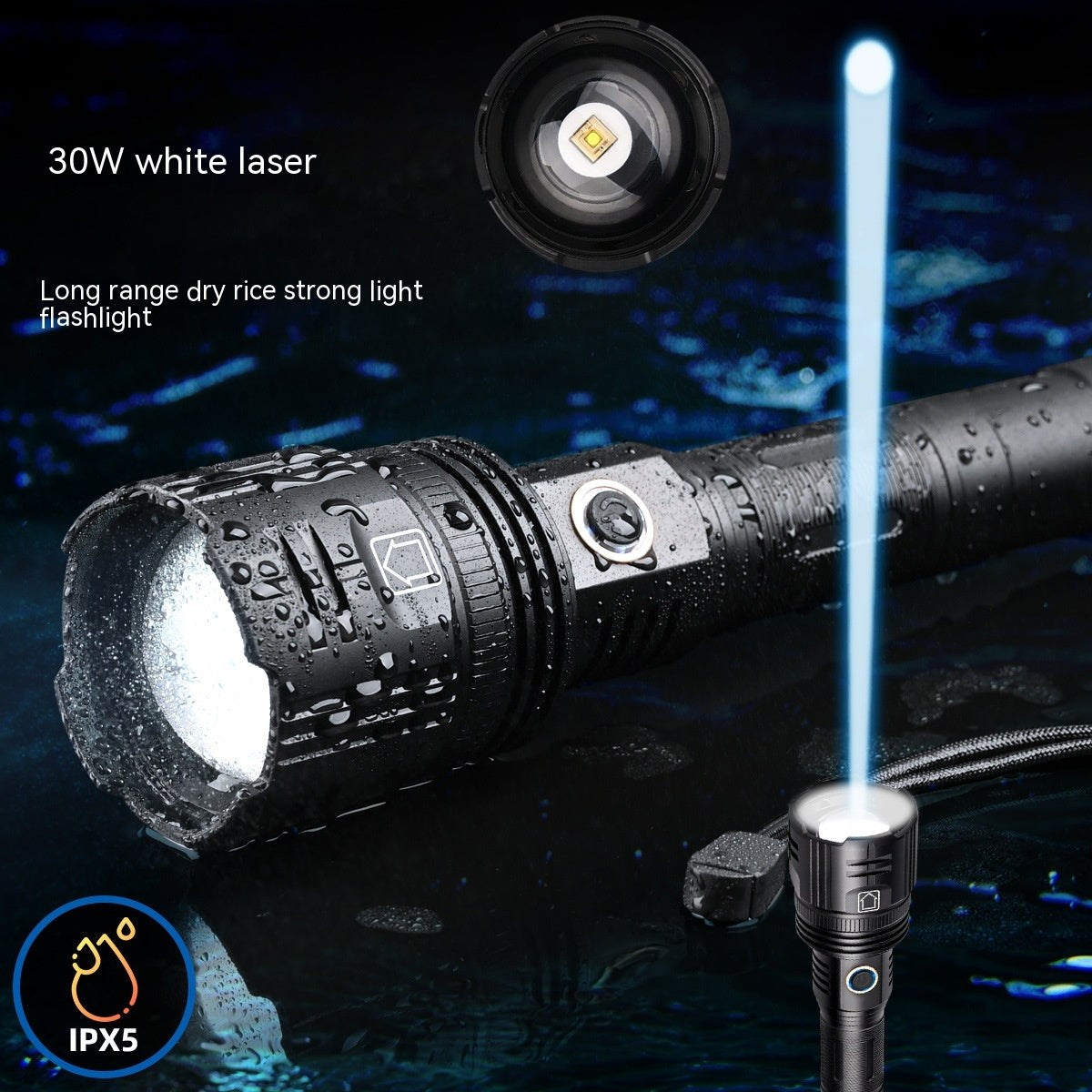 White Laser Spotlight Cave Exploration Adjustable Focal Length Flashlight Electronics dealsniper-net