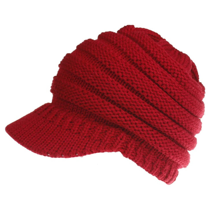 Women Ponytail Beanies Autumn Winter Hats Female Women dealsniper-net gules 56x58cm