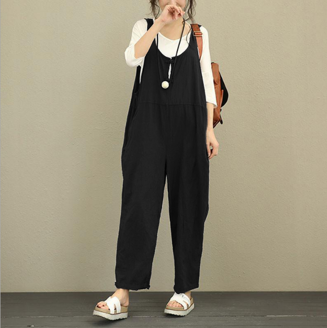 Bib Plus Fat Plus Size Women's Loose Casual Pants Bib Trousers Women dealsniper-net