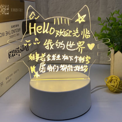 3d Small Night Lamp Desktop Luminous Note Board Home Decor Gym From House