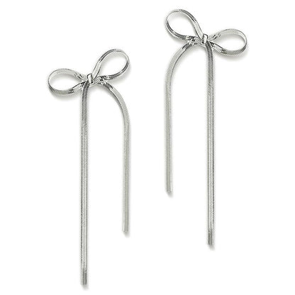 Stainless Steel Jewelry Non-tarnish Herringbone Bow Earrings Jewelry dealsniper-net