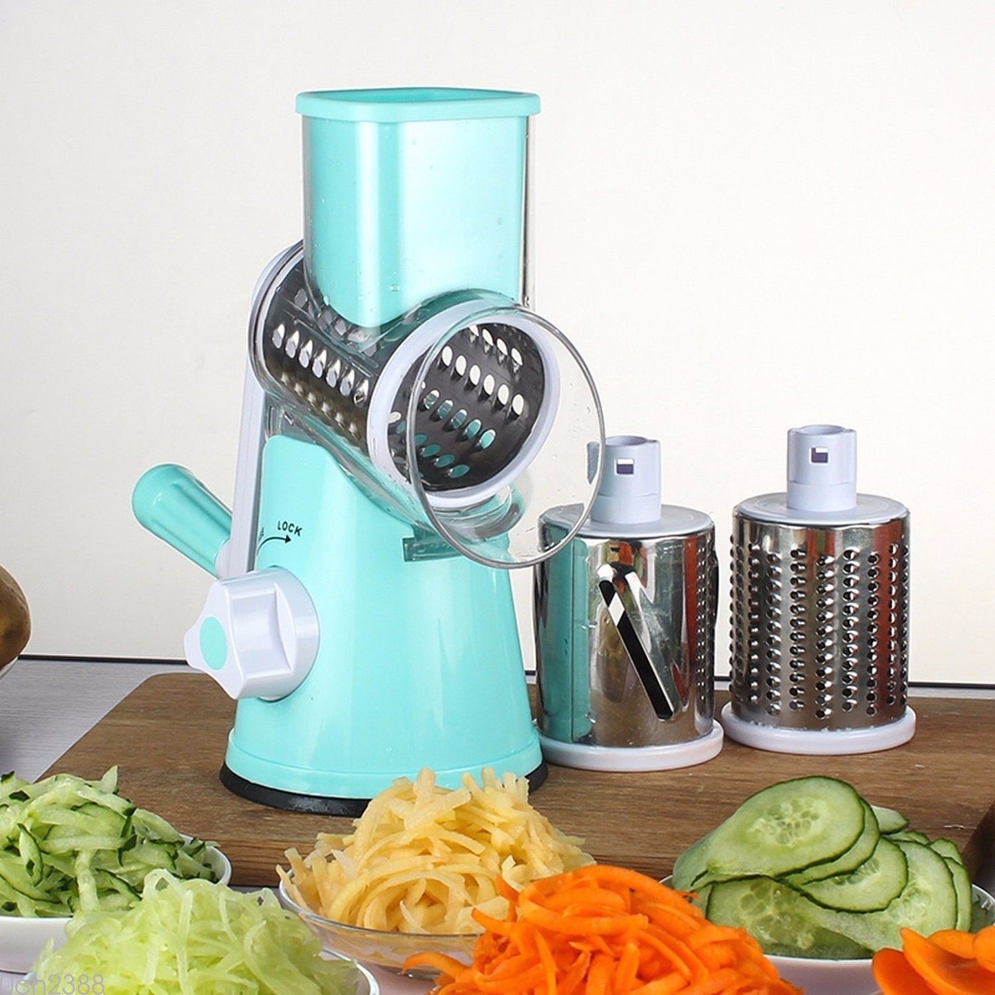 Vegetable Cutter Round Mandoline Slicer Potato Julienne Carrot Grater Cheese Kitchen dealsniper-net Blue green China