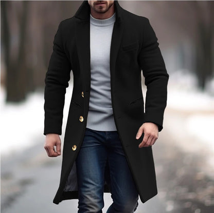 Winter Lapel Trench Coat Fashion Pocket Single Breasted Men Gym From House