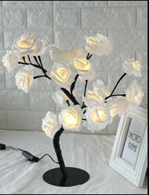 LED Tree Lamp Rose Small Tree Lamp Modeling Lamp Table Lamp Home Decor dealsniper-net Black white EU
