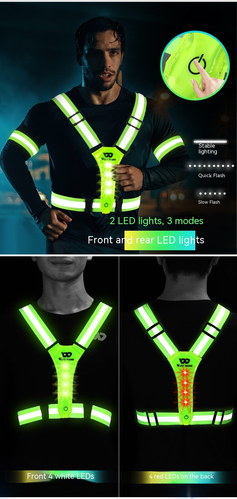 Outdoor Night Run Reflective Vest Riding Warning Light Outdoor dealsniper-net