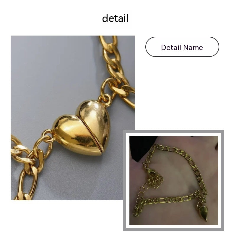 Simple Heart-shaped Titanium Steel Love Magnet Suction Jewelry Gym From House