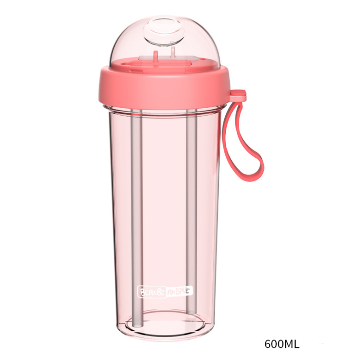 Creative personality trend dual-use sippy cup a cup of double drink separate plastic couple cup Kitchen DealSniper.net Pink 600ML