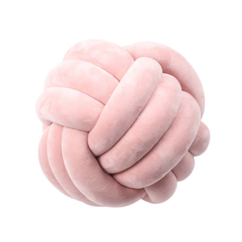Knotted Plush Ball Design Round Throw Pillow House DealSniper.net Pink 20cm