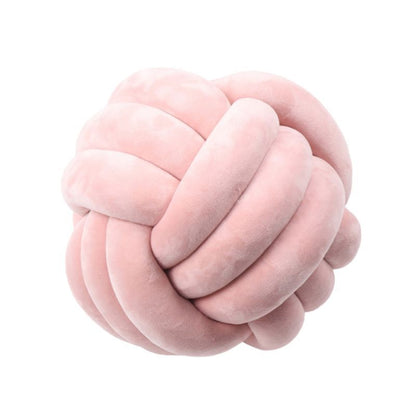 Knotted Plush Ball Design Round Throw Pillow House DealSniper.net Pink 20cm
