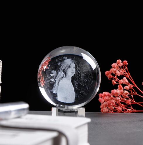 Glass Photo Ball Personalized Crystal Sphere Lase Engraving Home Decor Gym From House No base 60mm