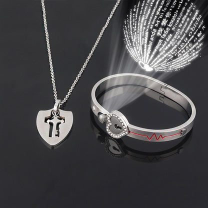 Titanium Steel Couple Love Lock, Bracelet, Key Set, Necklace Jewelry dealsniper-net 3 Style