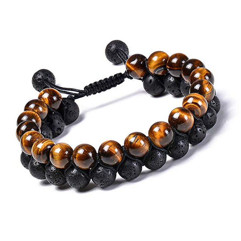 Tiger Eye Couple Bracelets Matte Black Agate Beads Bracelet Jewelry dealsniper-net B