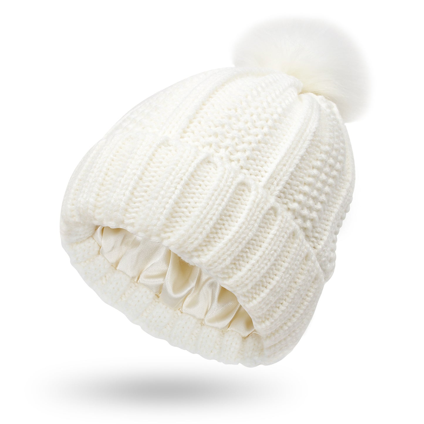 Winter Knitted Hats Fashion Stretchy Lined Skull Hats For Women Women Gym From House White One size