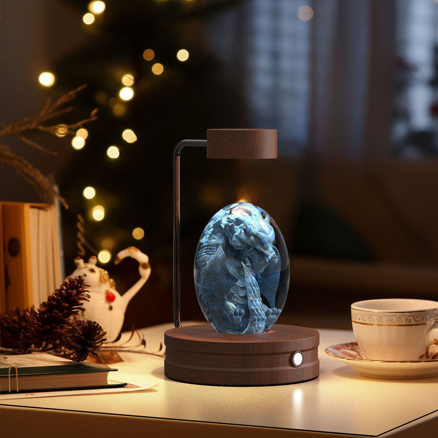 Crystal Ball Cosmic Dinosaur Indoor Night Light USB Home dealsniper-net Dragon egg Dark wood