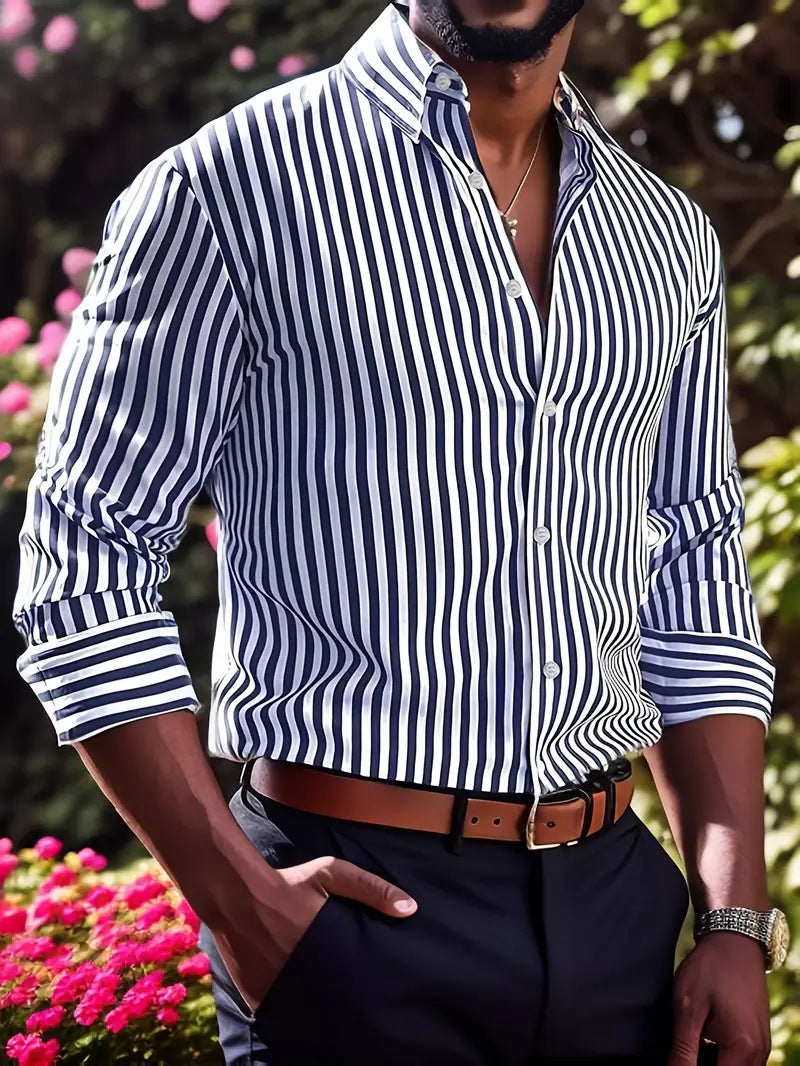 Ins Stripe Printed Long Sleeve Shirt Men Fashion Men Gym From House ML251711444 2XL