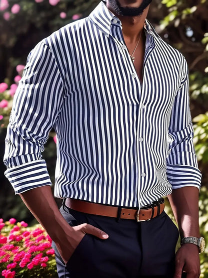 Ins Stripe Printed Long Sleeve Shirt Men Fashion Men Gym From House ML251711444 2XL