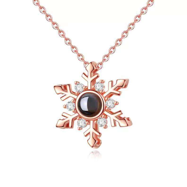 New Snow Projection Necklace For Women Women Gym From House Rose Gold 925sliver 45cm
