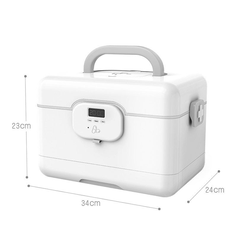 Smart Medicine Cabinet Storage Box with Alarm Clock House DealSniper.net White